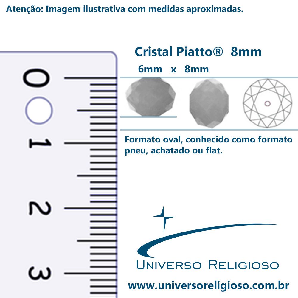 Fio de Cristal - Piatto® - Roxo Transparente - 8mm  - Universo Religioso® - Artigos de Umbanda e Candomblé