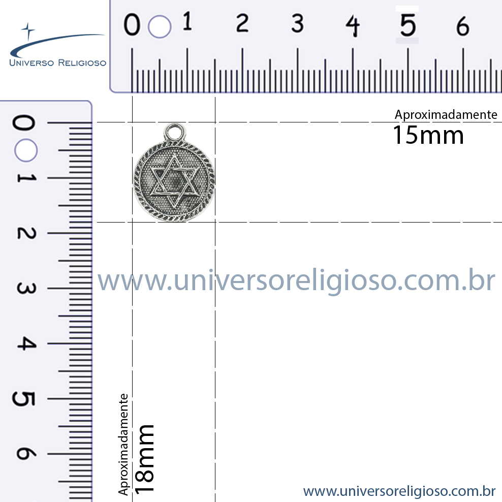Medalha Estrela - Níquel Gráfico - 18mm  - Universo Religioso® - Artigos de Umbanda e Candomblé