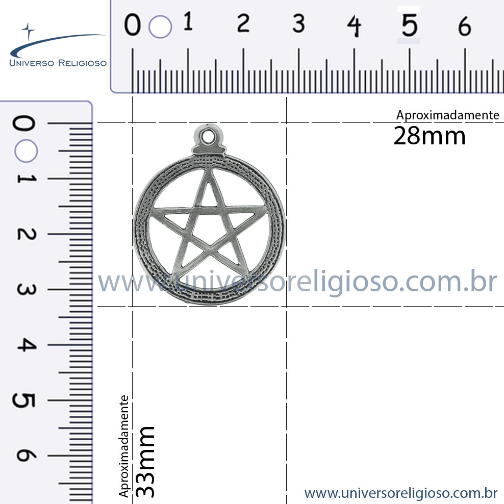 Pentagrama - Níquel Velho - 33mm  - Universo Religioso® - Artigos de Umbanda e Candomblé