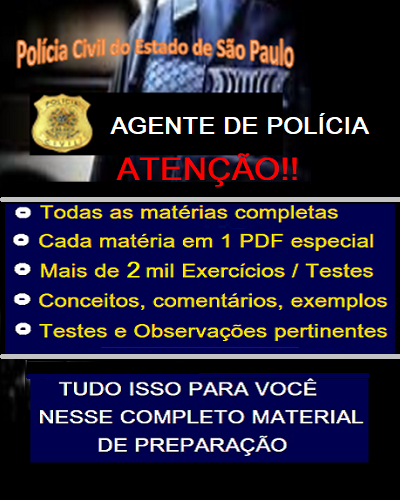 AGENTE POLICIAL da Polícia Civil SP - Apostila (em PDF) - Concurso - 2021 - Apostilas Objetiva