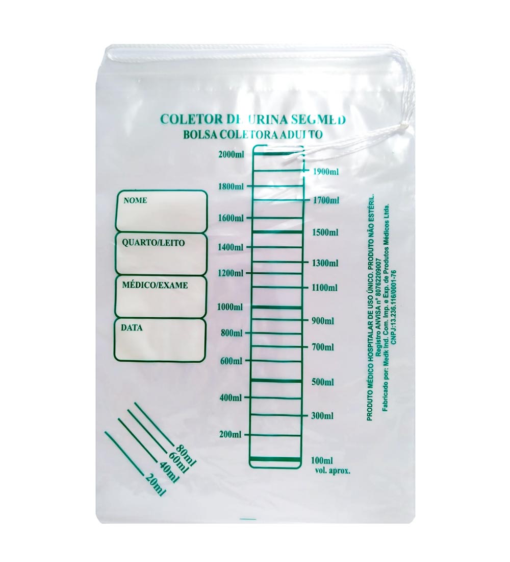 Coletor de urina hospitalar 2 litros /100 unidades- Segmed Medk