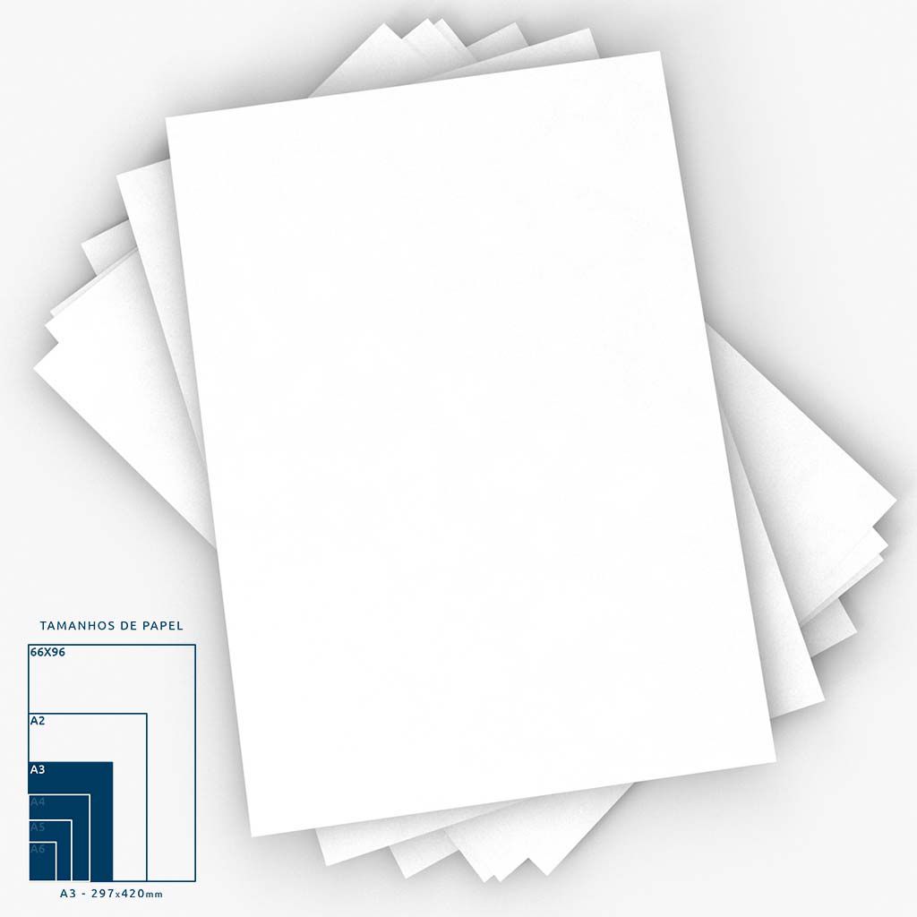Cartaz Papel Cartão Liso Branco A3 100 un