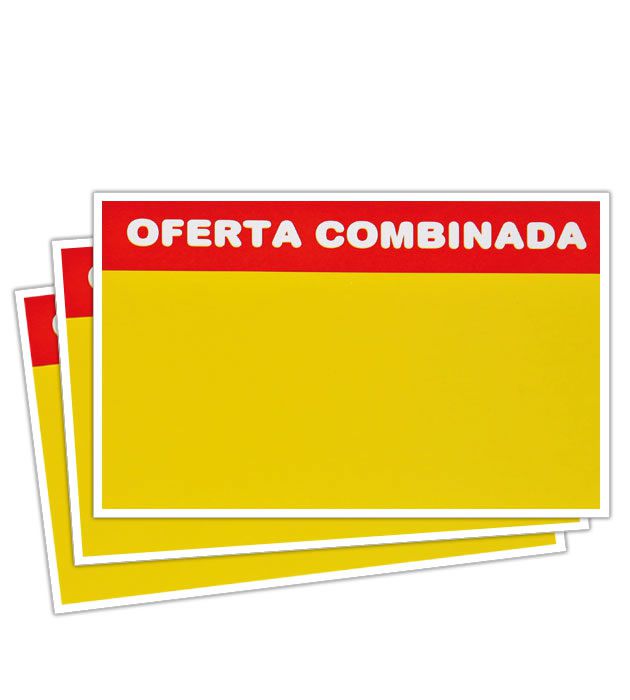 Cartaz Papel Cartão Oferta Combinada Amarelo/Vermelho c/ Borda Branco A5 100 un