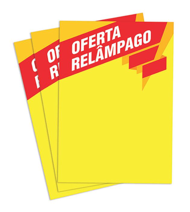 Cartaz Papel Cartão Oferta Relâmpago Amarelo/Vermelho A4  100 un