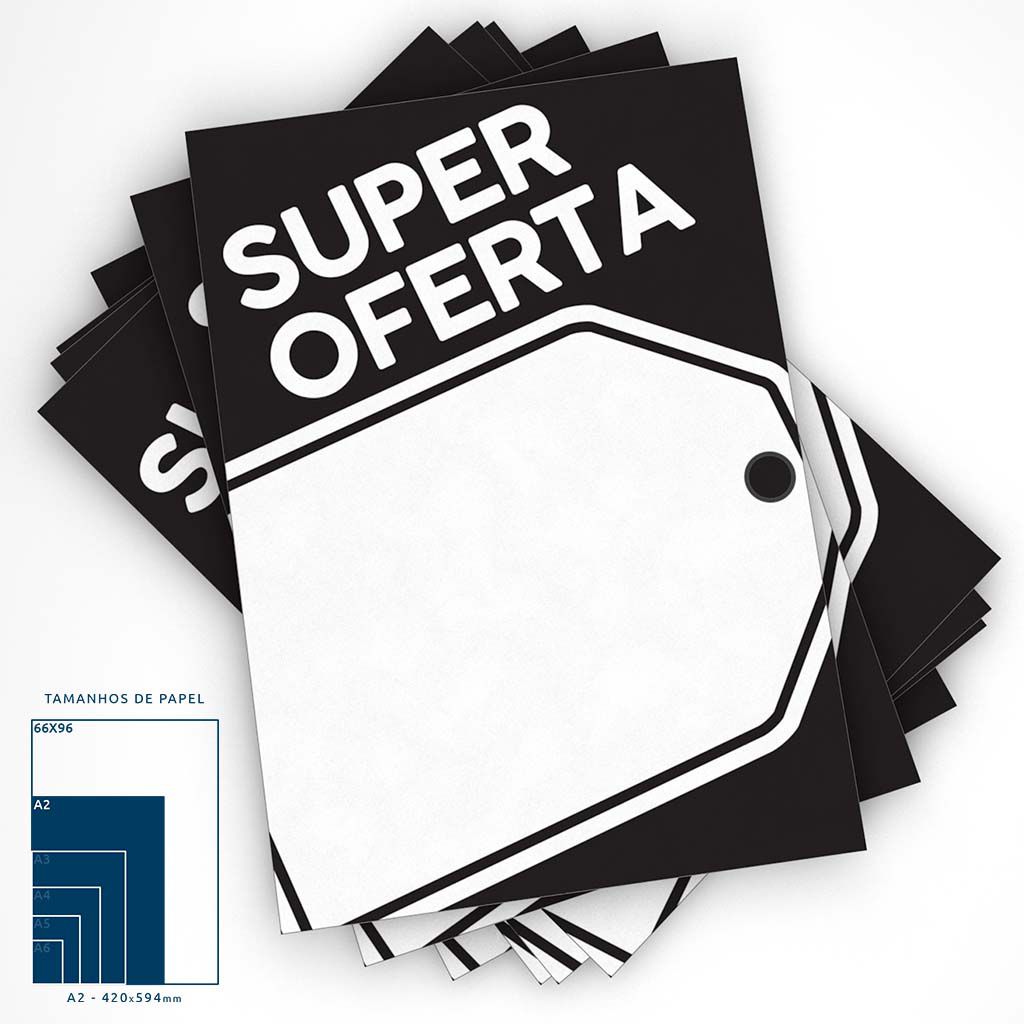 Cartaz Papel Cartão Preto Super Oferta A2 100 un
