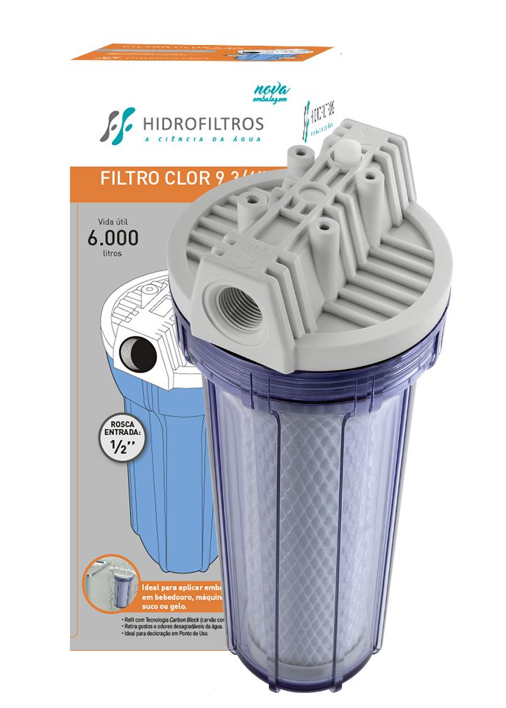 Filtro Clor 9.3/4 Transparente 907-0018 Hidrofiltros