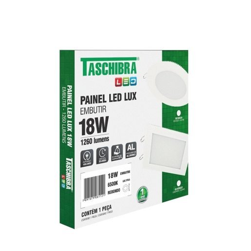 Painel LED LUX Quadrado Embutir 18W 6500K Bivolt Taschibra