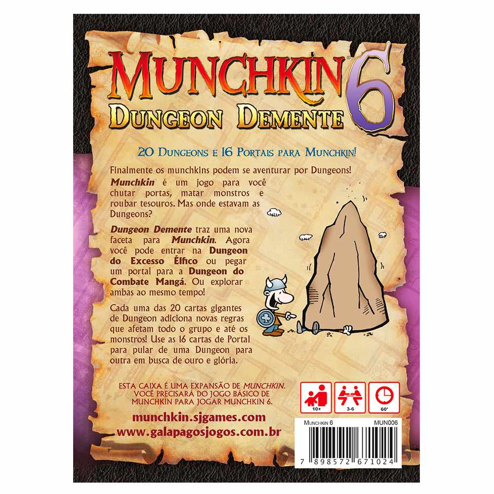 Munchkin 6 Dungeon Demente Expansão Jogo de Cartas