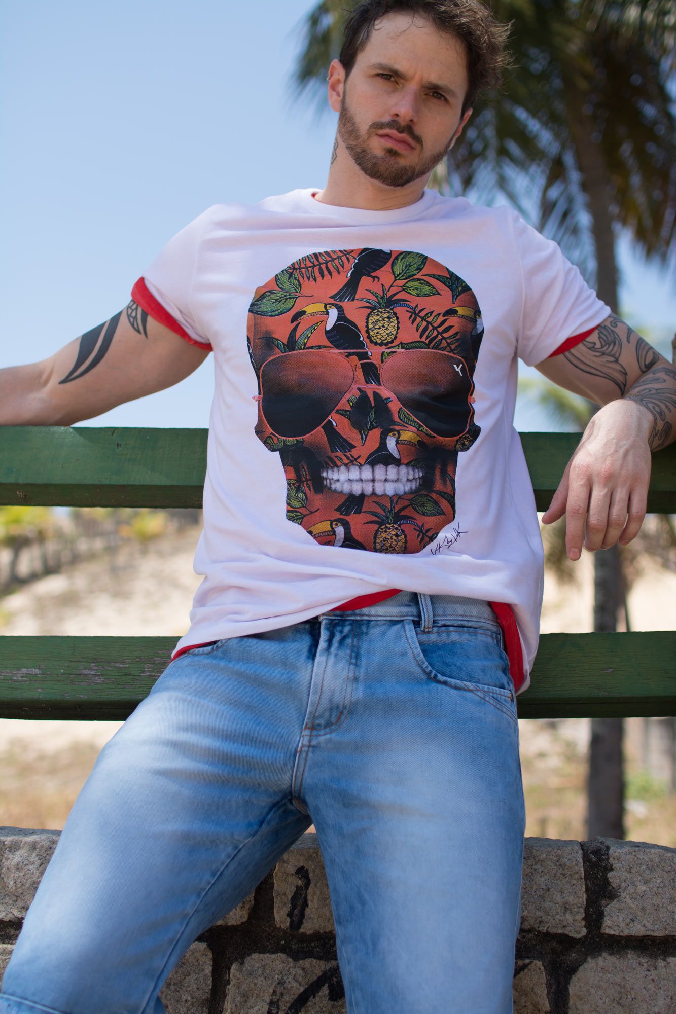 Camiseta Skull Tropical