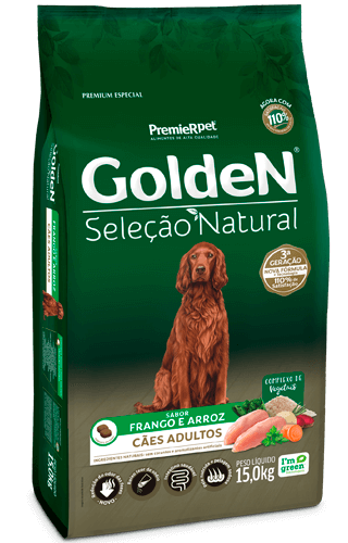 Ração Golden Seleção Natural Cães Adultos - Frango - 12 kg