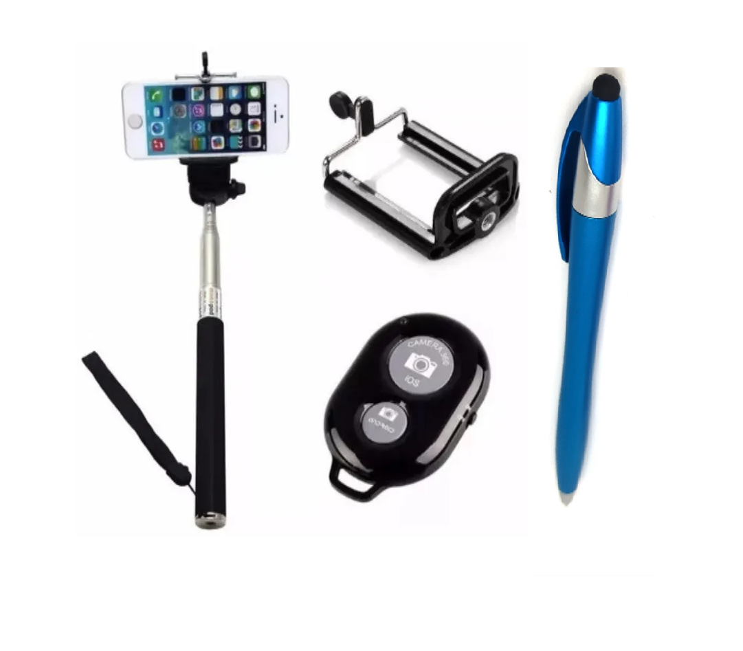 KIT Selfie - Bastão Monopod + Controle + Suporte Universal + caneta touchscreen
