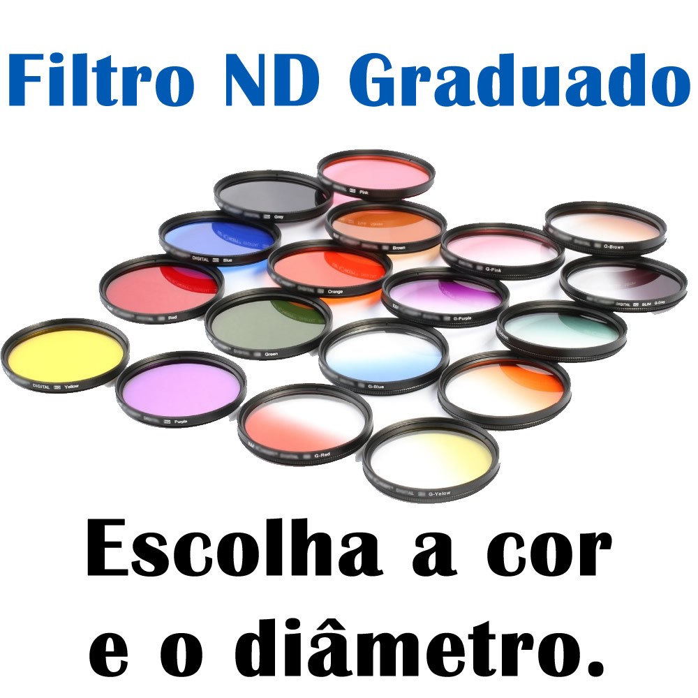 Filtro Nd Densidade Neutra Graduado ou Degradê Escolha Entre Várias Cores e Diâmetros