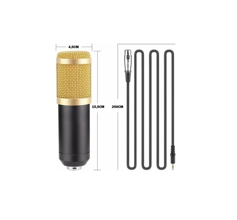 Kit Microfone Condensador Cardioide Unidirecional Estúdio MT1026