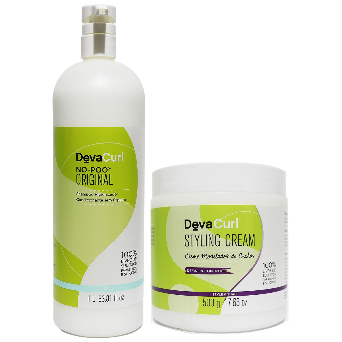 Deva Curl Shampoo No Poo 1000ml e Styling Cream 500g