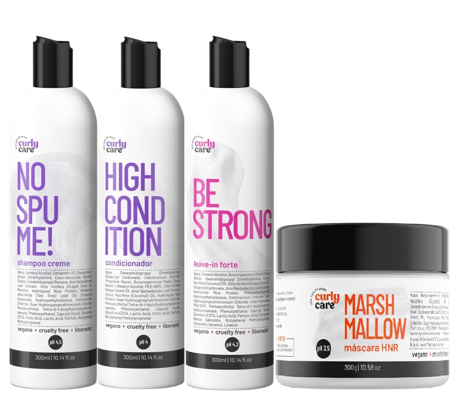 Kit Curly Care No Spume 2x300ml + Máscara Marshmallow e Be Strong