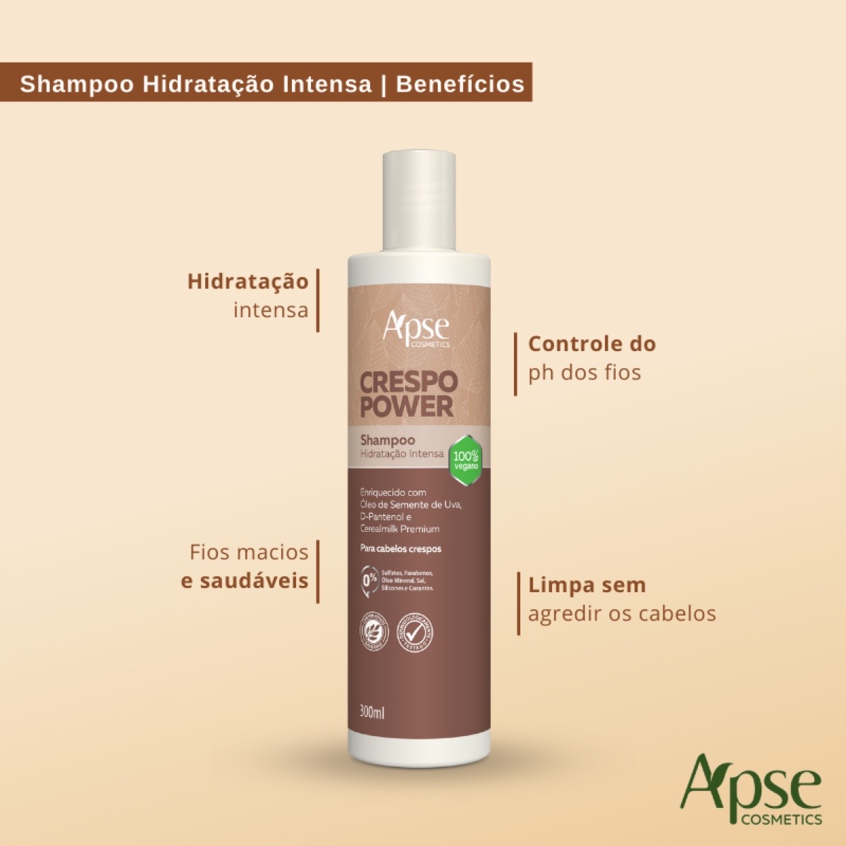 Shampoo para Cabelos Crespos Apse Crespo Power 300ml