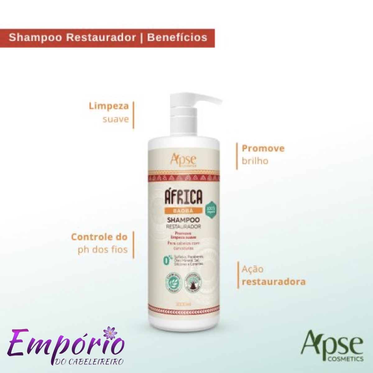 Shampoo Restaurador Apse Africa Baobá Todos os Cachos 1000ml