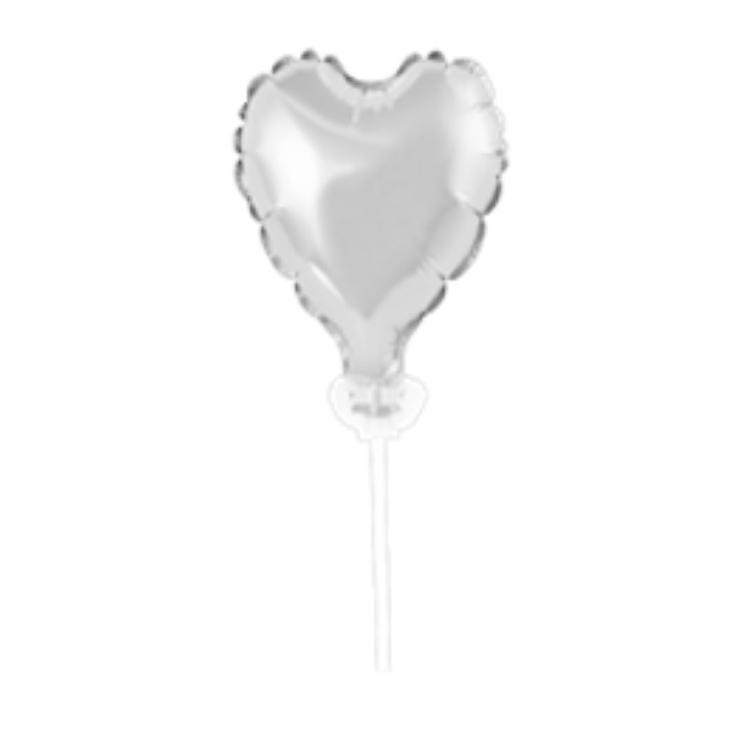 Balão Topo de Bolo Coração Prata