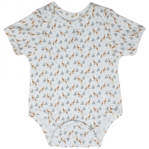 Body Bebê Manga Curta Ombro Envelope 100% Algodão Egípcio Girafinhas