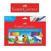 Kit com Canetinha 24 cores + Lapis Colorido 24 Cores da Faber Castell