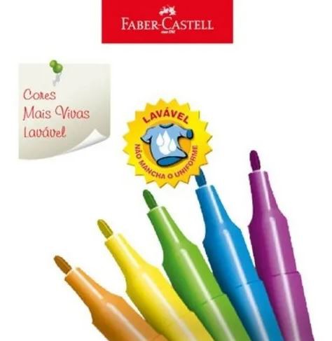 Kit com Canetinha 24 cores + Lapis Colorido 24 Cores da Faber Castell