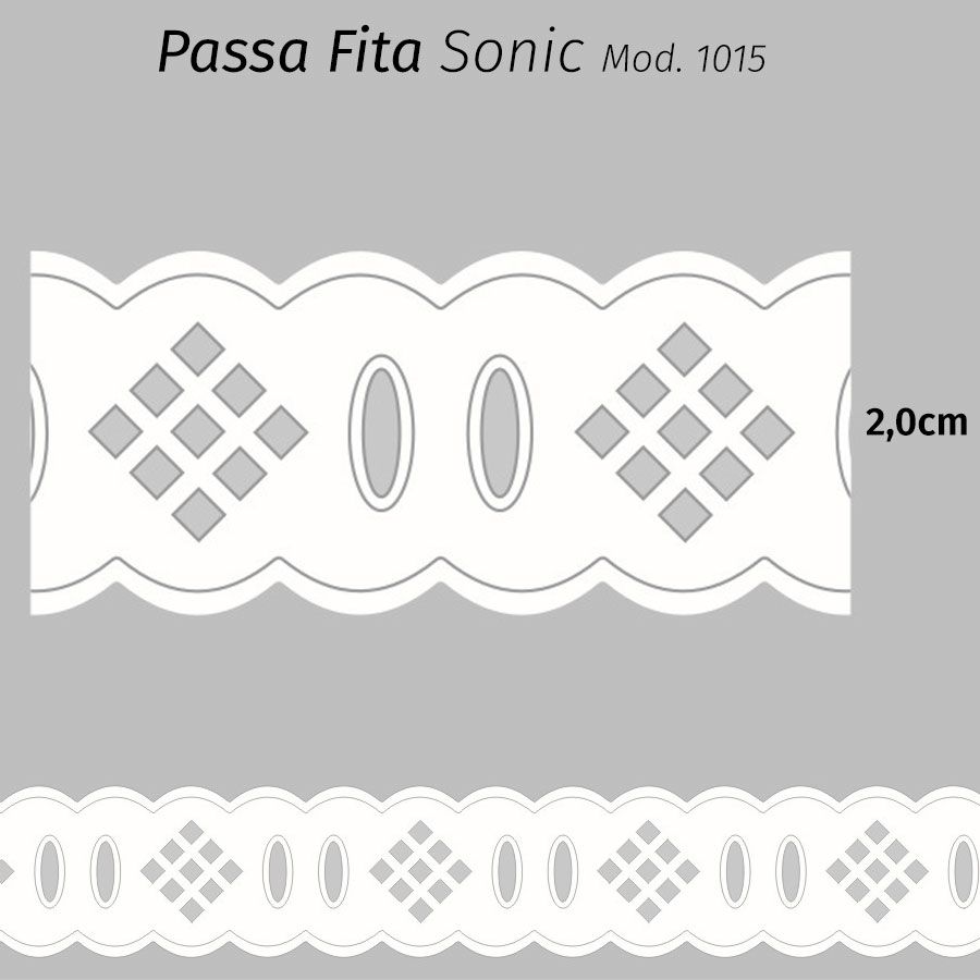 Passa Fita Sonic Branco 2,0cm x 10m Mod. 1015 ( 75% Poliéster 25% Algodão)