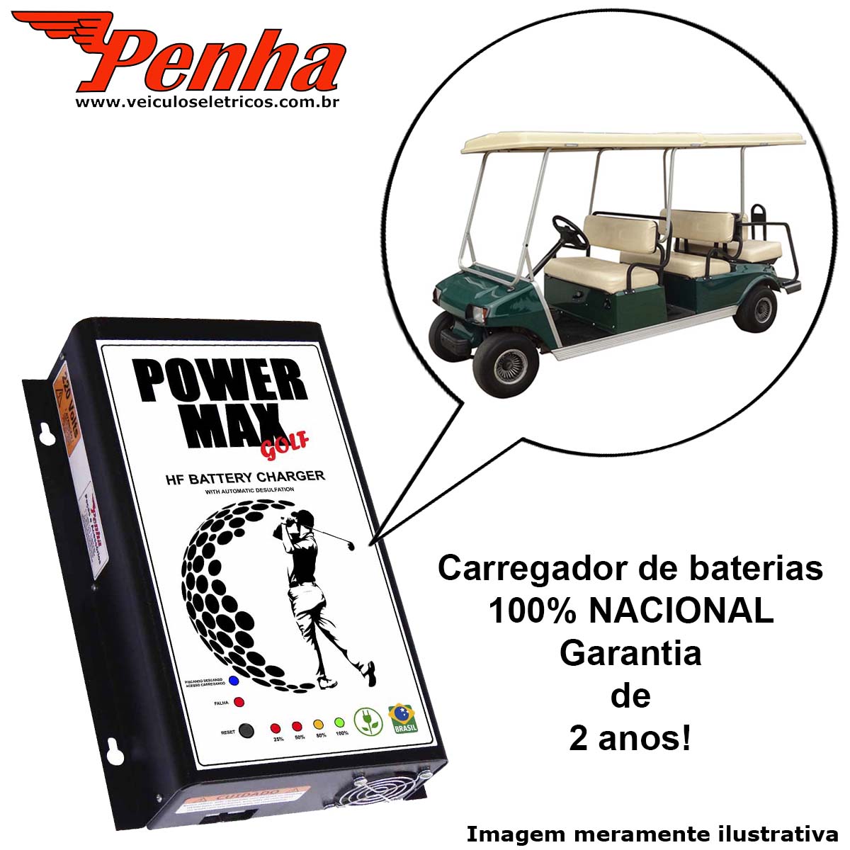 Carregador de Baterias para golf cart Club Car 48 Volts
