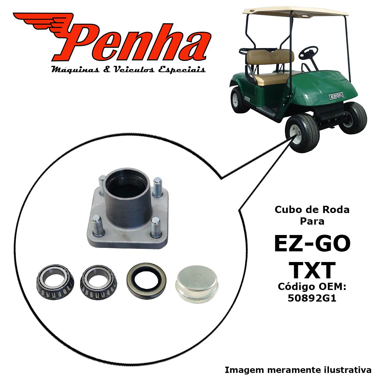 Cubo de roda completo para carrinho de golfe EZ-GO TXT 