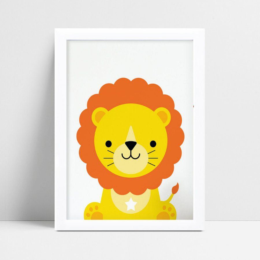 Quadro Poster Infantil desenho leão