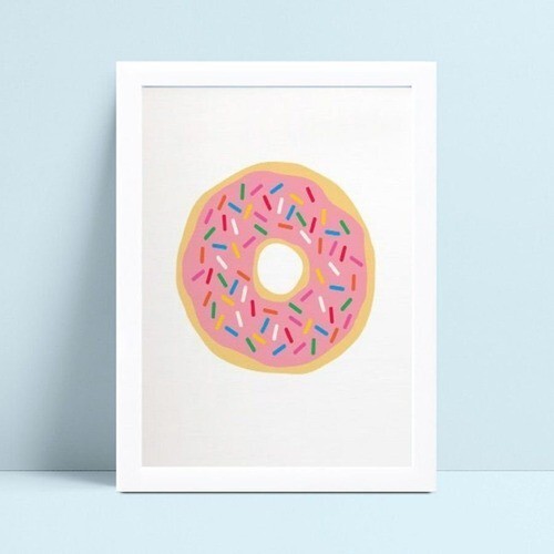 Quadro quadro decoração menina desenho donut rosa
