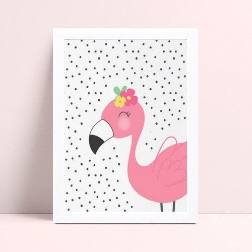 quadro quadro infantil desenho flamingo rosa