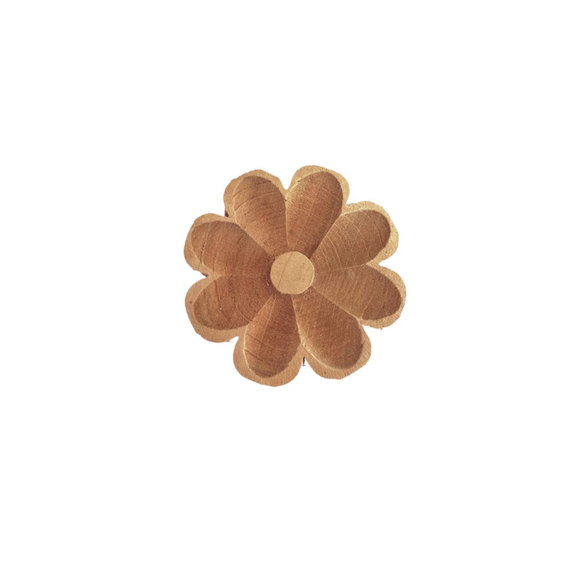 Kit de Flores Artesanais Pequenas de Madeira Entalhadas à Mão - Tamanho 3 cm (TN1033) Crua