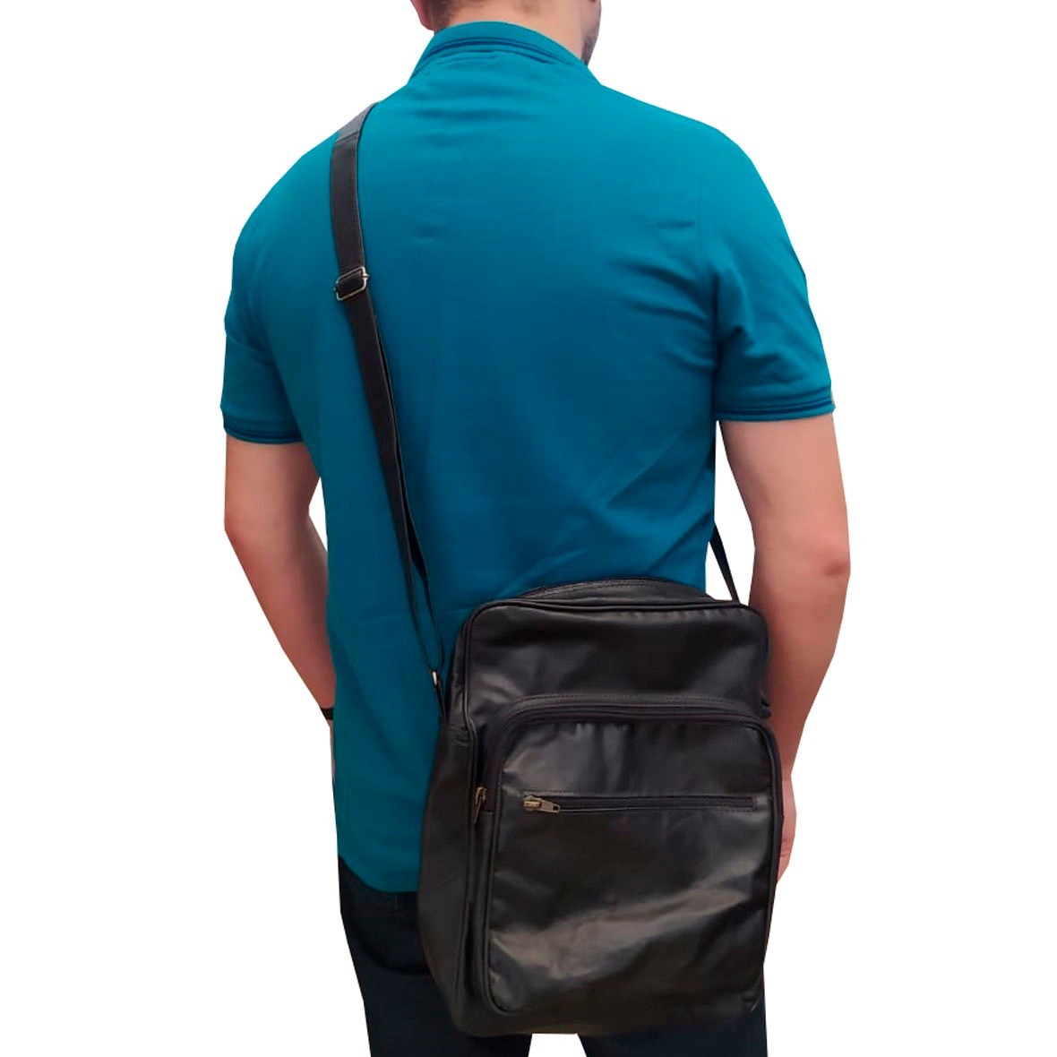 Bolsa Bag Masculina em Couro com Alça Ajustável Fechamento a Zíper (TN2043WH)