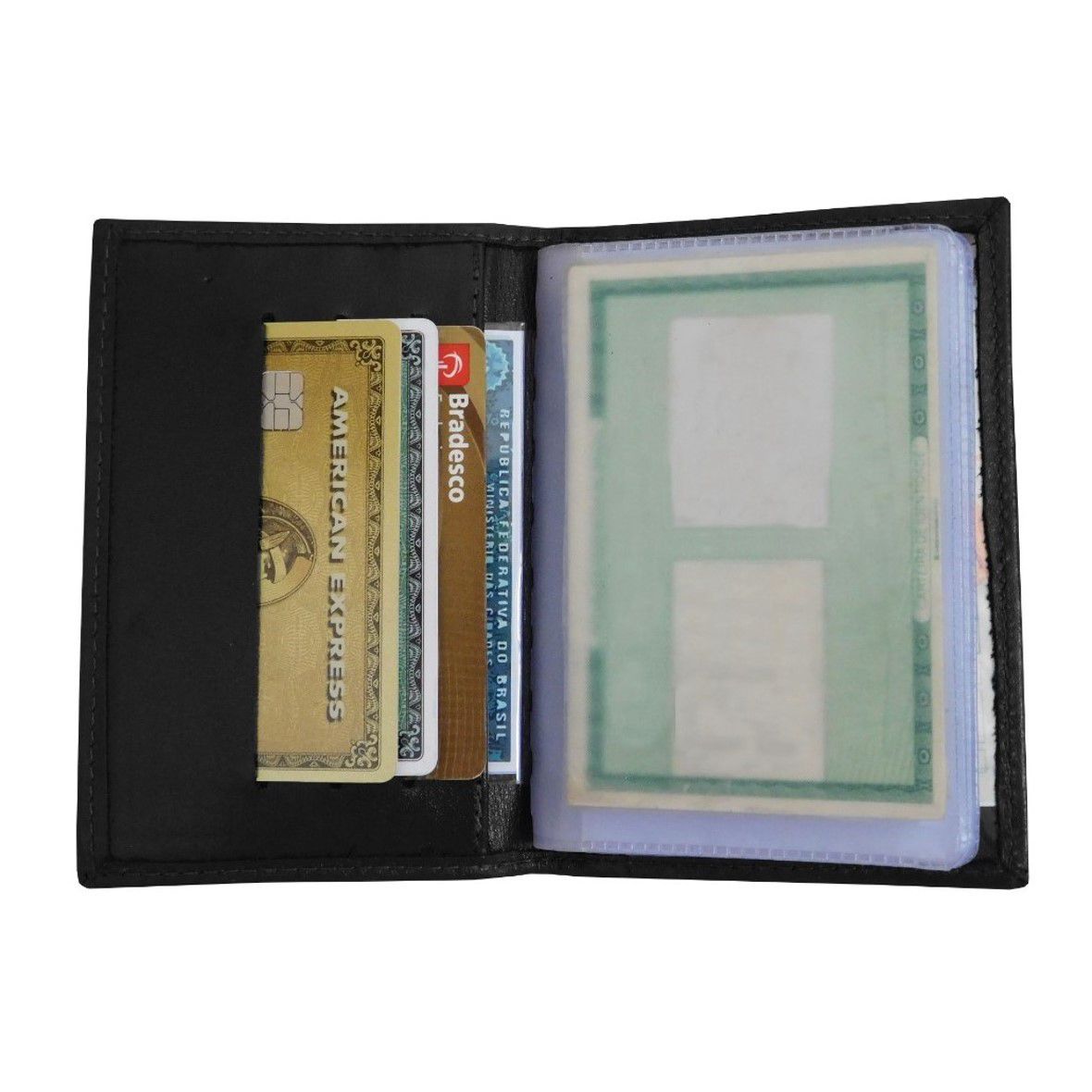 Carteira 33 - Unissex de Bolso em Couro (294TN33) Porta Cartão, Dinheiro, Documento de Veículo (CRLV), CNH, RG