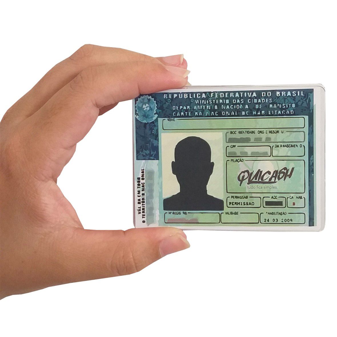 Carteira Minimalista Porta Cartão de Bolso em Couro (863QFC1) Quicash Full Cards 1 + Capa Protetora de CNH