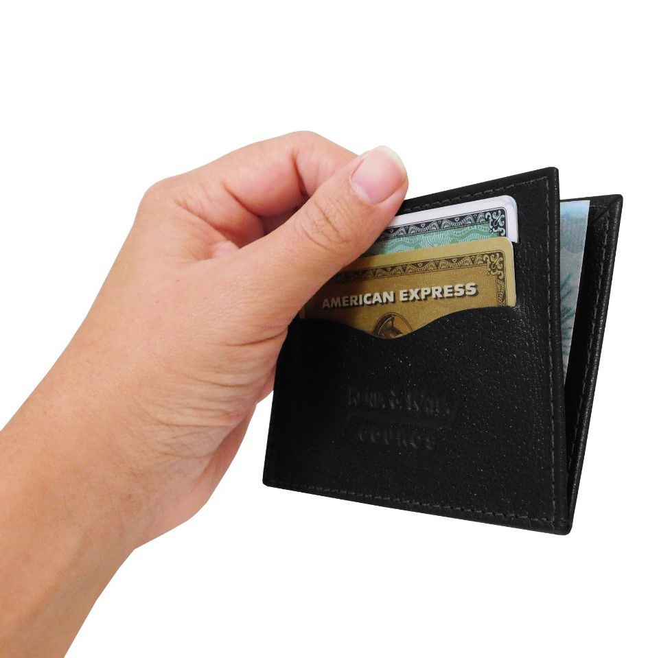 Porta Cartão 03 - Mini Carteira de Bolso em Couro (649TN03) Pequena Slim - Porta CNH, Cartões, Cédulas