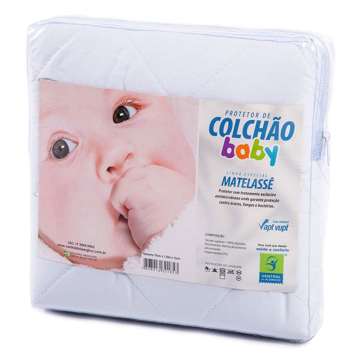 Protetor de Matelassê Permeável de Colchão Bebê 100% ALGODÃO VAPT VUPT (Elástico)