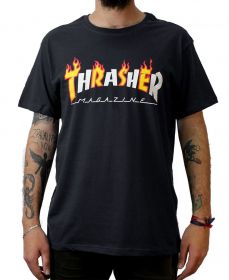 Camiseta Thrasher Magazine Flame Mag Preta