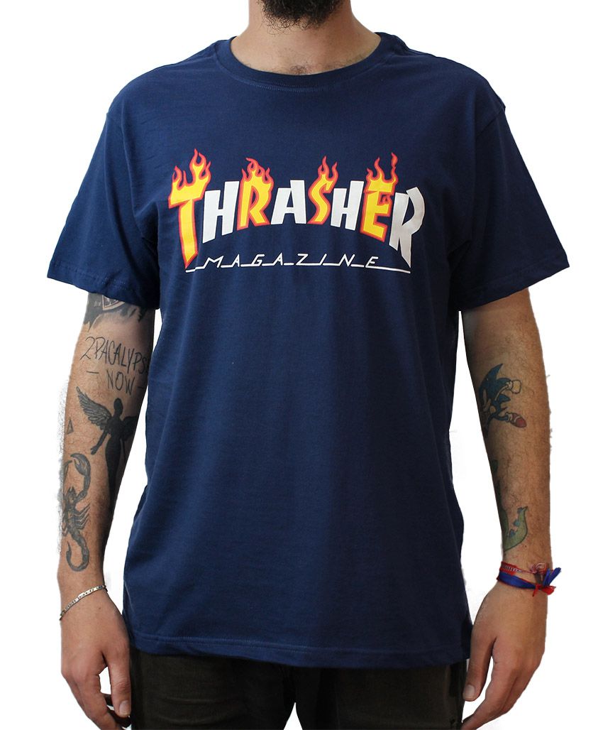 Camiseta Thrasher Magazine Flame Mag Marinho