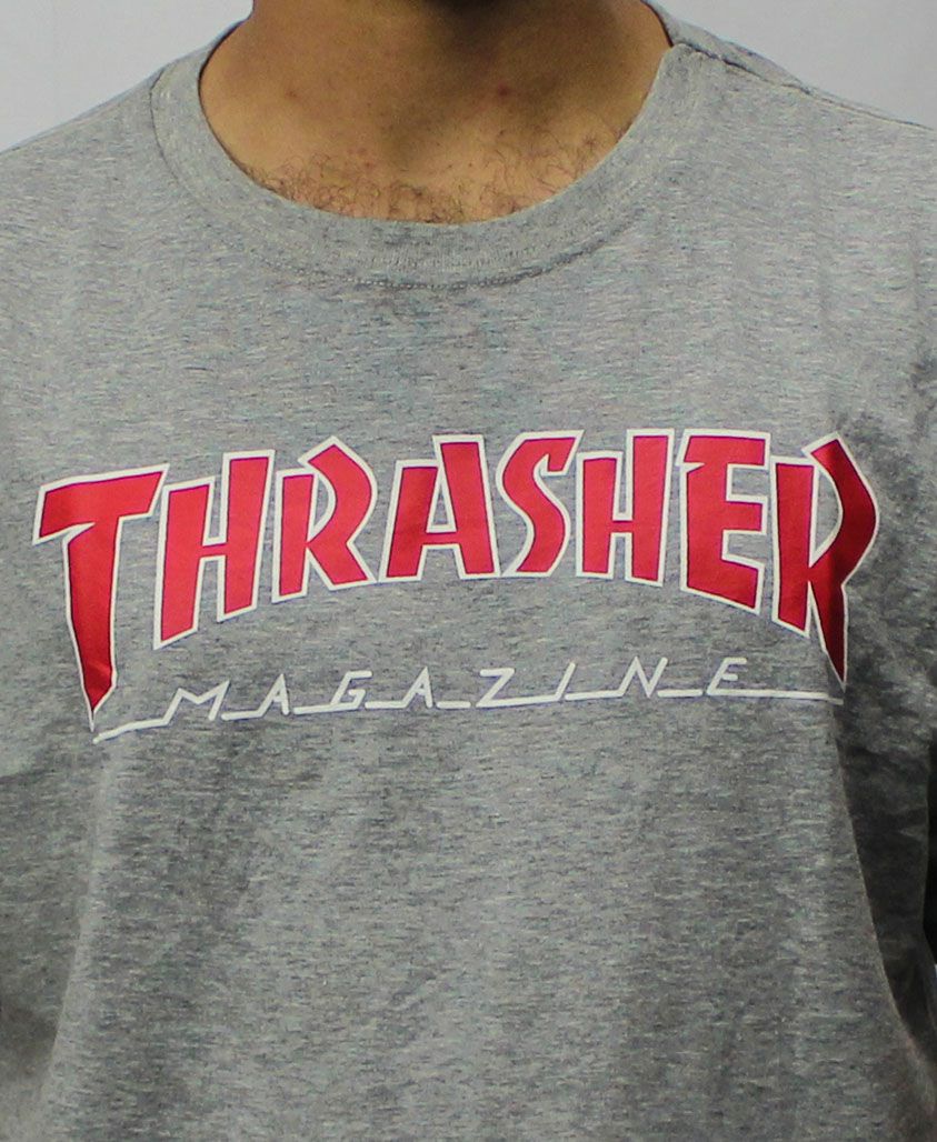 Camiseta Thrasher Magazine Outlined Cinza Mescla