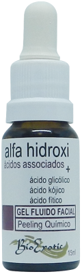 Gel Fluido Facial Alfa Hidroxi ácidos Associados (Ácido Fítico, Kójico, Glicólico) 15ml - Bioexotic