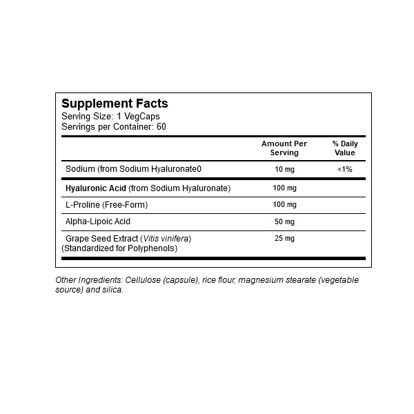 Ácido Hialurônico  Composto- NOW - 100mg - 60 cápsulas  -  Hyaluronic Acid