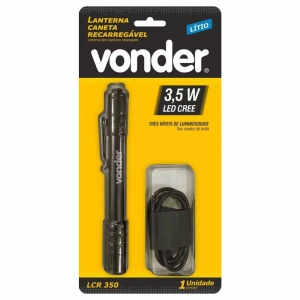 Lanterna Caneta Portátil VONDER LCR 350 LED CREE 3,5w 3 níveis e Recarga USB