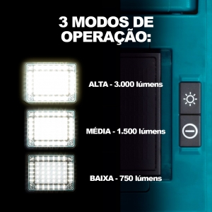 Refletor LED Bateria e Eletrico MAKITA DML811 31,5w 30 Leds 1.800lx 3.000lm Ajuste 240º 220v