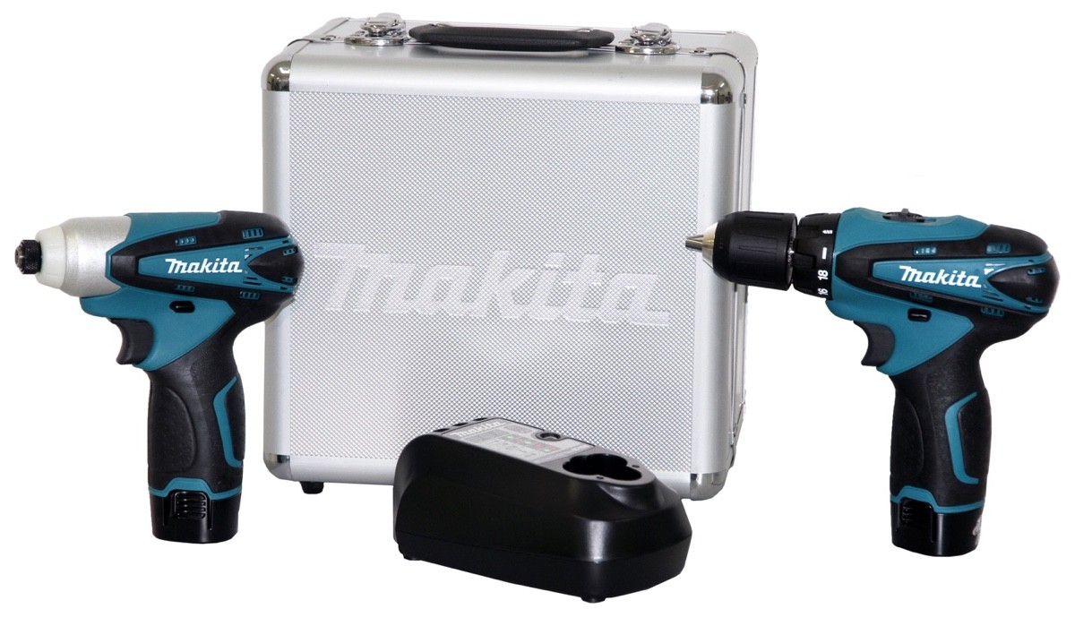 Combo Makita LCT204 = Furadeira DF330D + Parafusadeira Impacto TD090D + 02 baterias + maleta + carregador bivolt