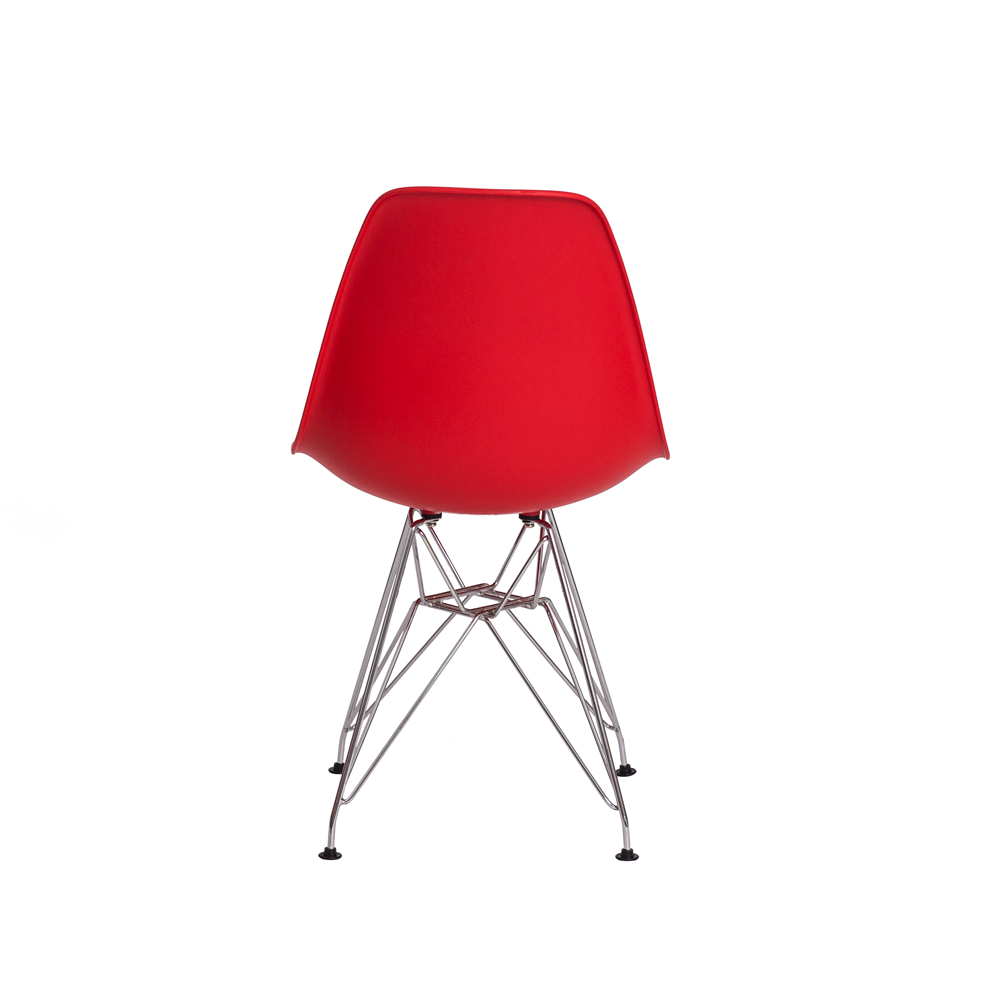 Cadeira De Jantar Charles Eames Eiffel Vermelha Com Base De Aço Cromado