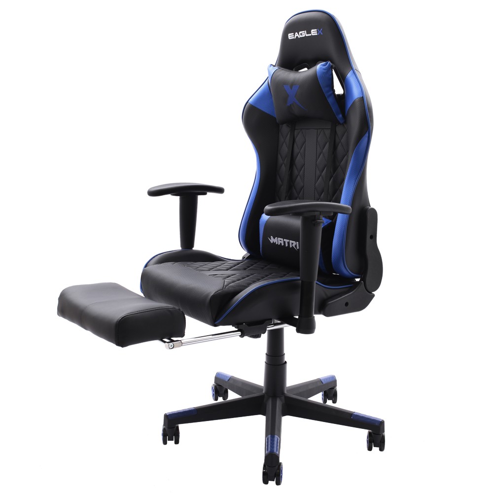 Cadeira Gamer EagleX Matrix Azul Com Apoio De Pé