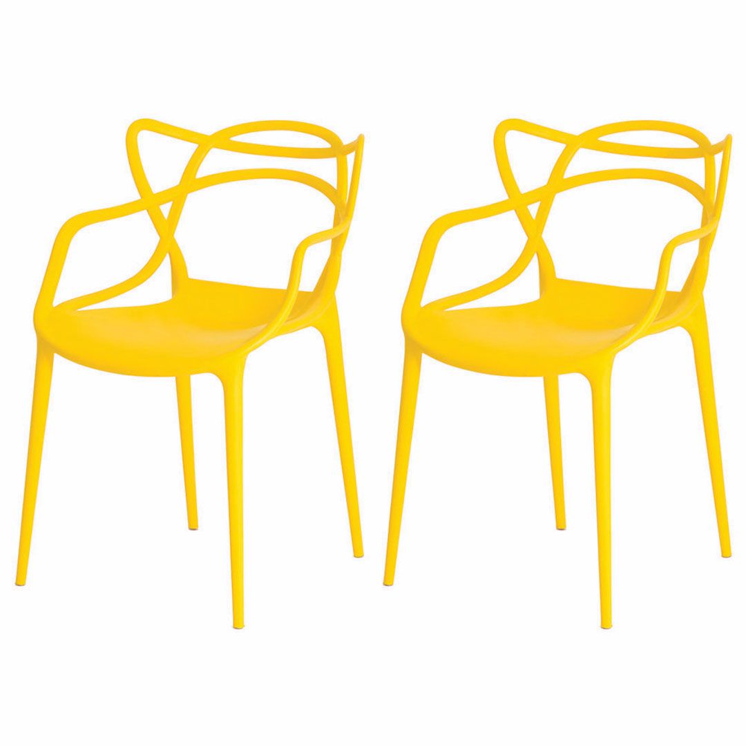 Kit 2 Cadeiras De Jantar Allegra Master Amarelo Com Inmetro