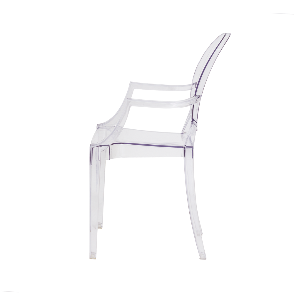 Kit 3 Cadeiras De Jantar Sofia Louis Ghost Com Braço Transparente 