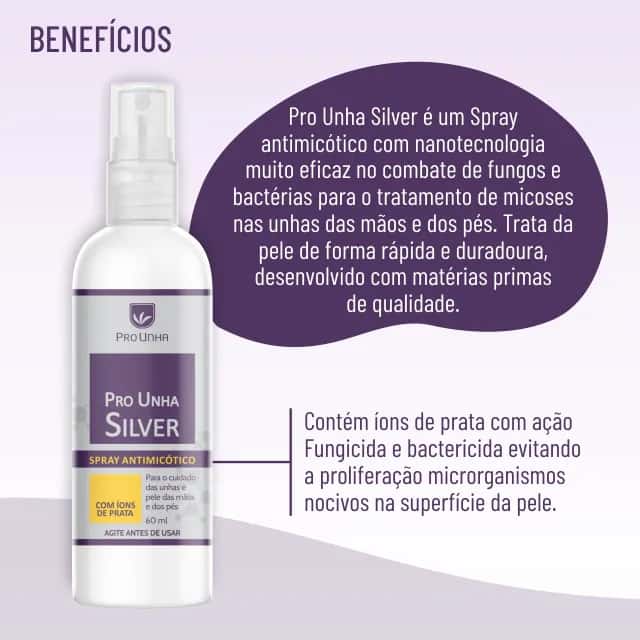 Pro Unha Silver - Spray Antimicótico Para Unhas 60ml